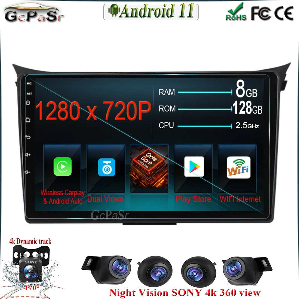 Автомагнитола 9 дюймов Android 11 для Hyundai I30 Elantra GT 2012- 2017 сенсорный экран радио