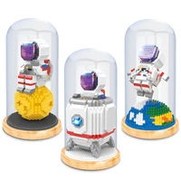 moc space micro building blocks spaceman figures astronaut with display box led light diamond mini brick toys for kids gifts