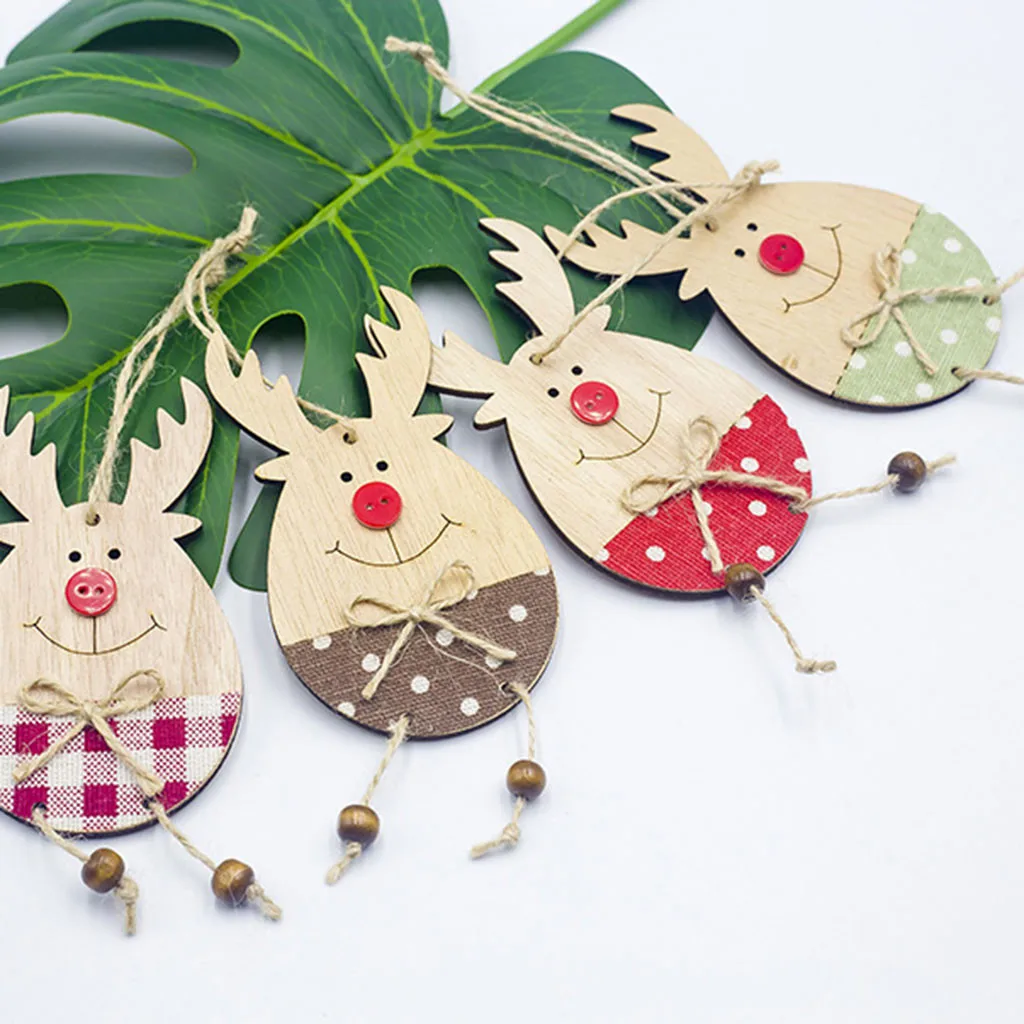 Рождественские деревянные декорации смайлик лось кулон рождественская елка
