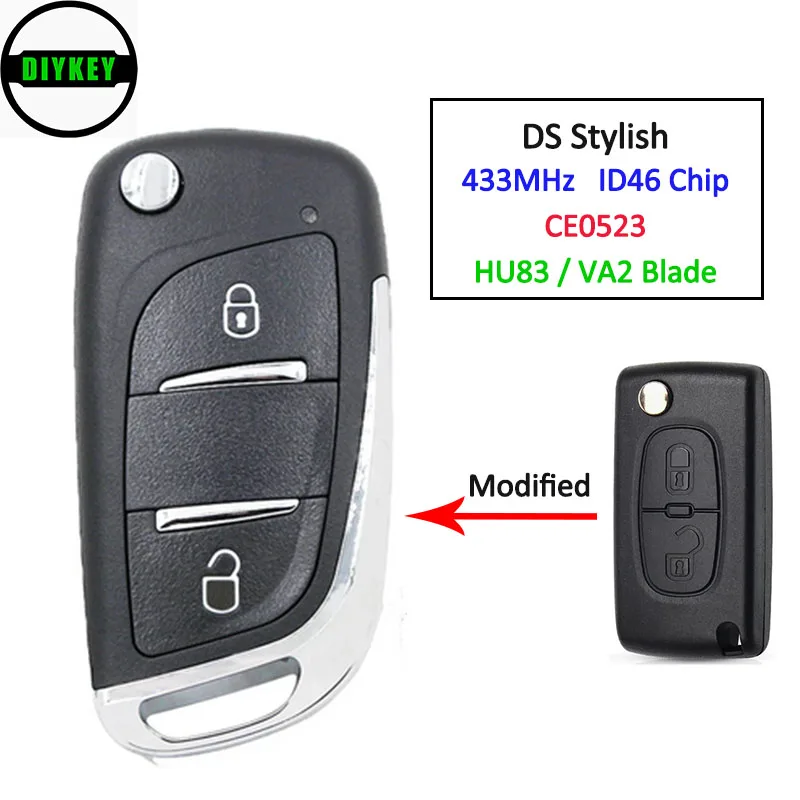 Стильный складной пульт дистанционного управления DIYKEY DS с двумя кнопками 433 МГц