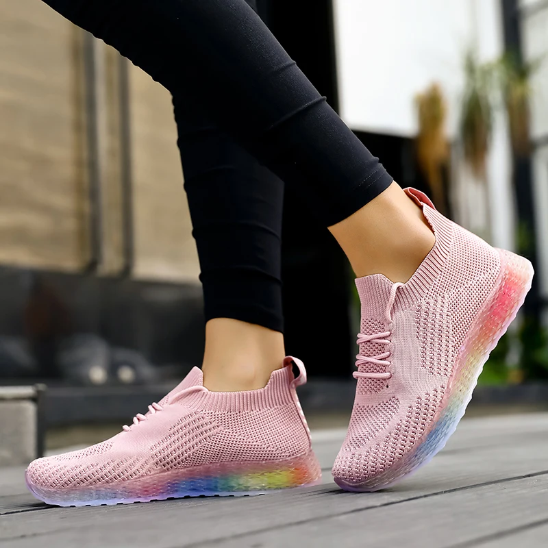 Кроссовки женские легкие дышащие сетчатые на шнуровке Нескользящие | Спорт и