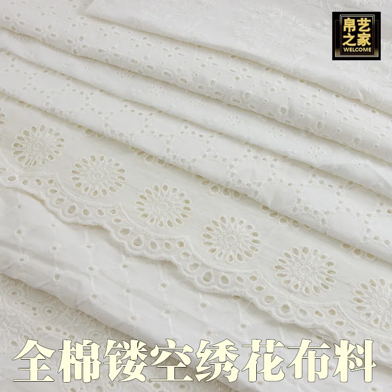 Белая ткань хлопковая вышитая ручная работа сделай сам лето тонкая рубашка из