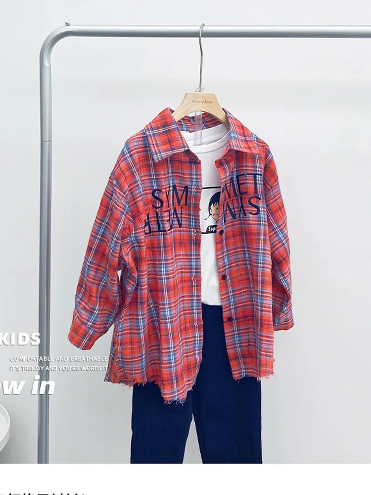 

Topics/tops For Girls/kid 12 Years Old Spring Beautiful Blouses School Clothes Teens Plaid Child Shirt 7 9 10 New Girls Clothing