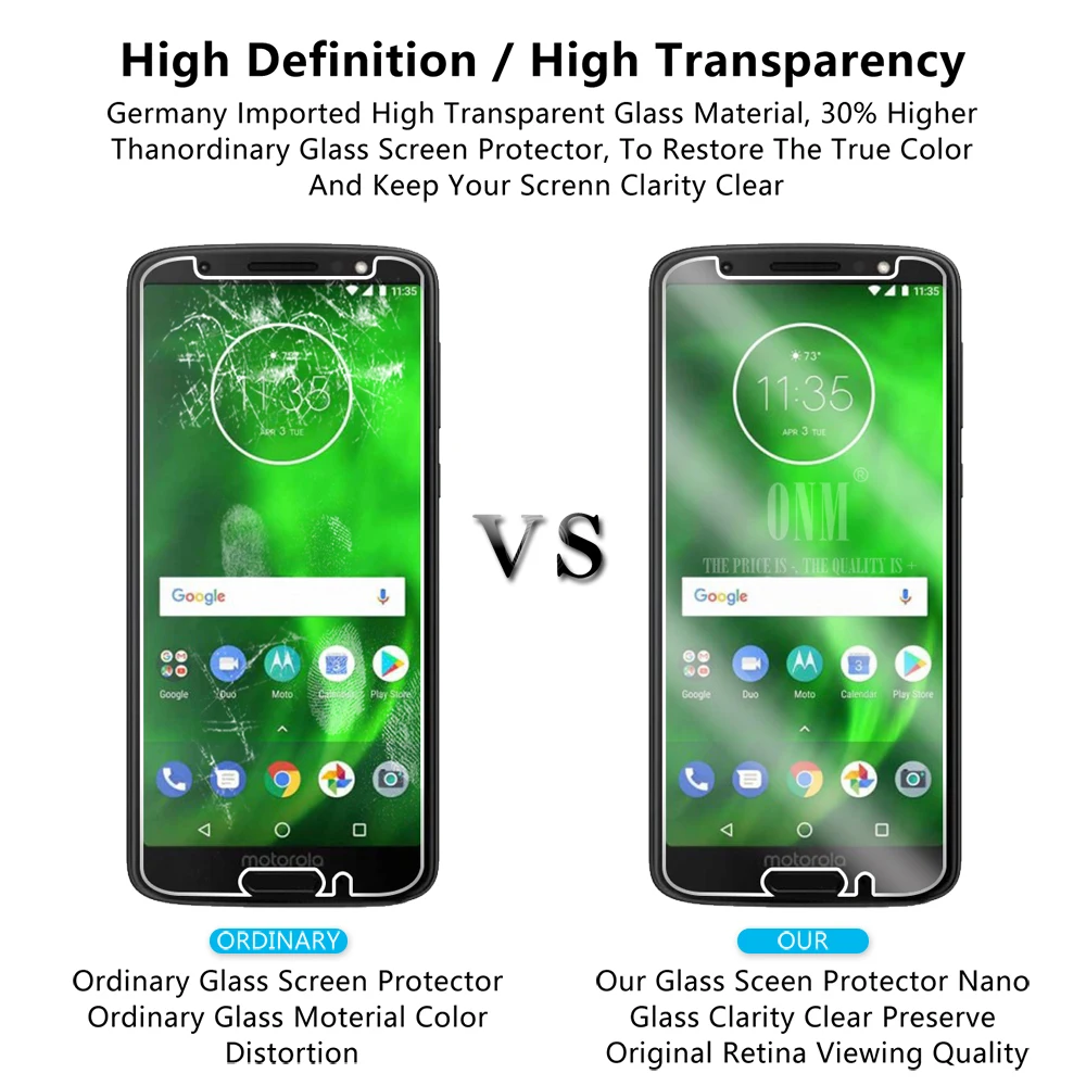 2 шт закаленное стекло для Motorola Moto G6 Plus / Play Защита экрана Защитная стеклянная