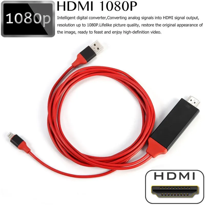 1080P HDMI HDTV Кабель для Lightning Цифровой AV адаптер iphone 8 7 6s 5s 8plus Pin USB к кабель ipad Mini Air Pro |
