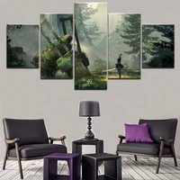 5 panel game nier automata 2b modular canvas posters wall art pictures paintings accessories home decor living room decoration