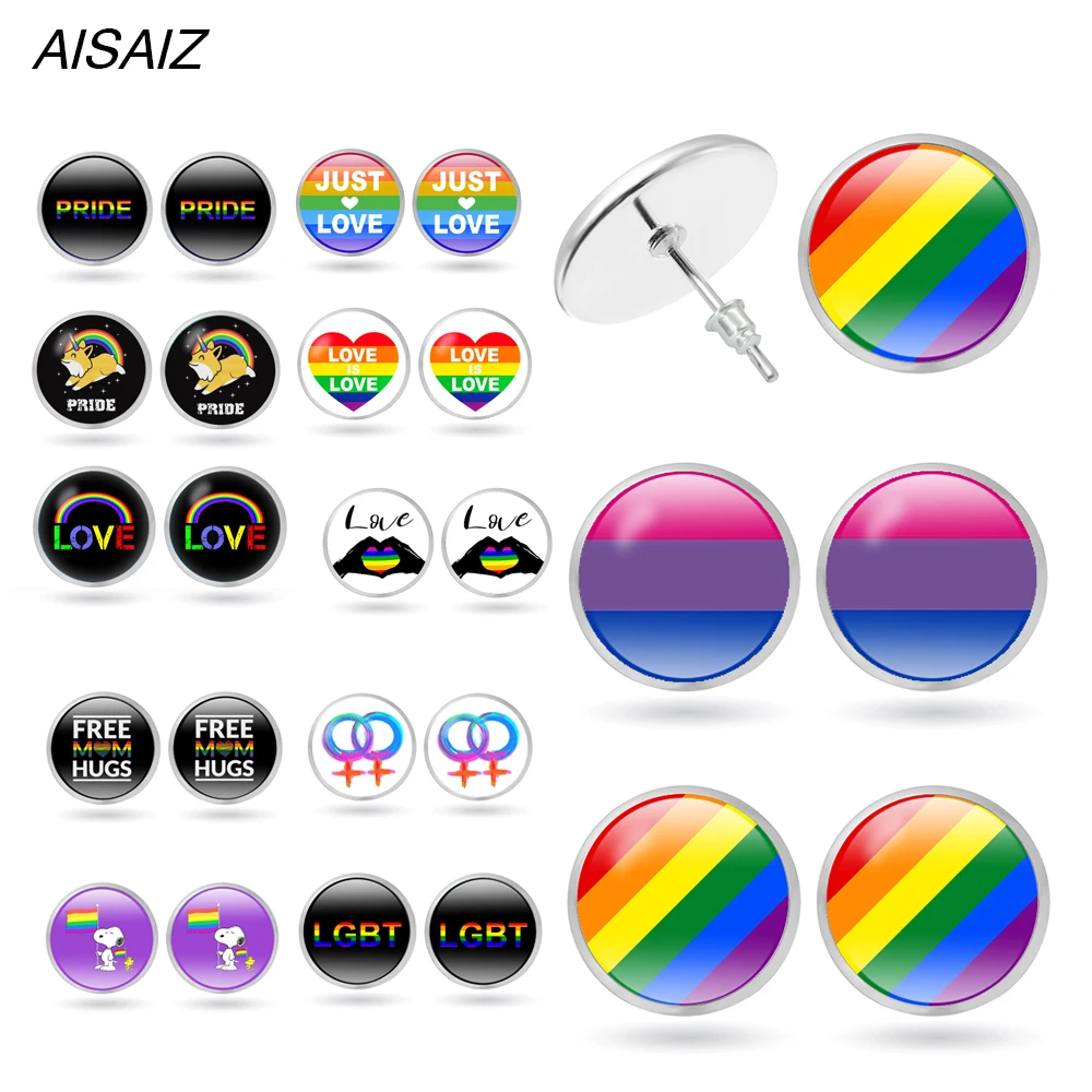 10 пара/лот ЛГБТ серьги гвоздики радужные круглые с надписью just love милые ювелирные