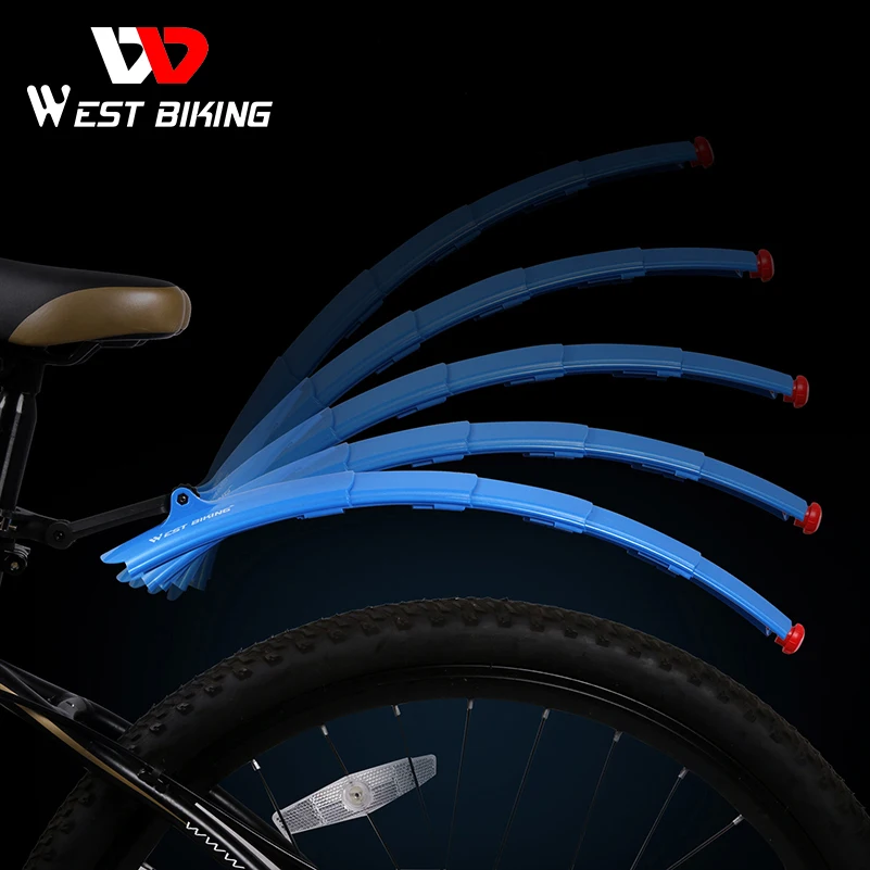 

WEST BIKING Telescopic Folding Bicycle Fenders with Taillight Quick Release MTB Front Rear Mudguards Cycling Parts Bike Fenders