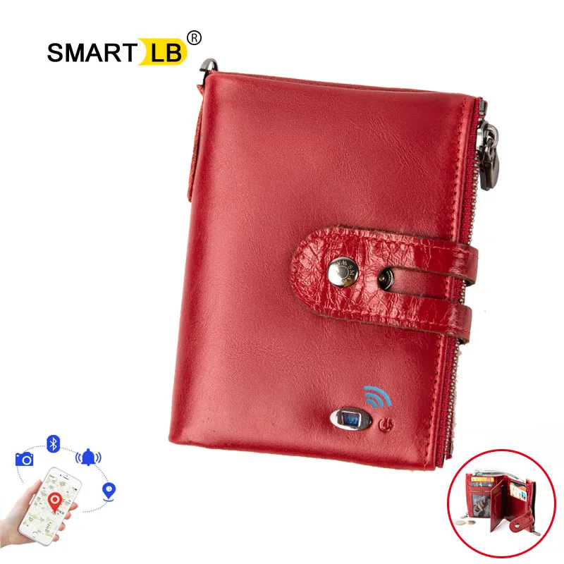 Smart Genuine Leather women Wallet Coin Purse Small Mini Card Holder Chain Anti-lost High Quality lady wallets