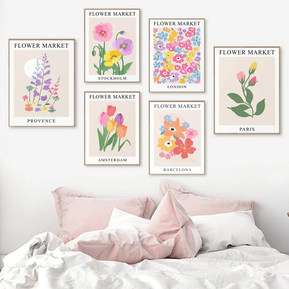 

Abstract Flower Market Plant Watercolor Wall Art Canvas Painting Nordic Posters And Prints Wall Pictures For Living Room Decor