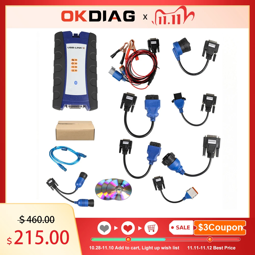 

New For N-EXIQ-2 USB Link Truck Diagnostic Scanner USB BT DieseI Truck For Cummins ISUZU Heavy Duty Truck Diagnostics Instrument