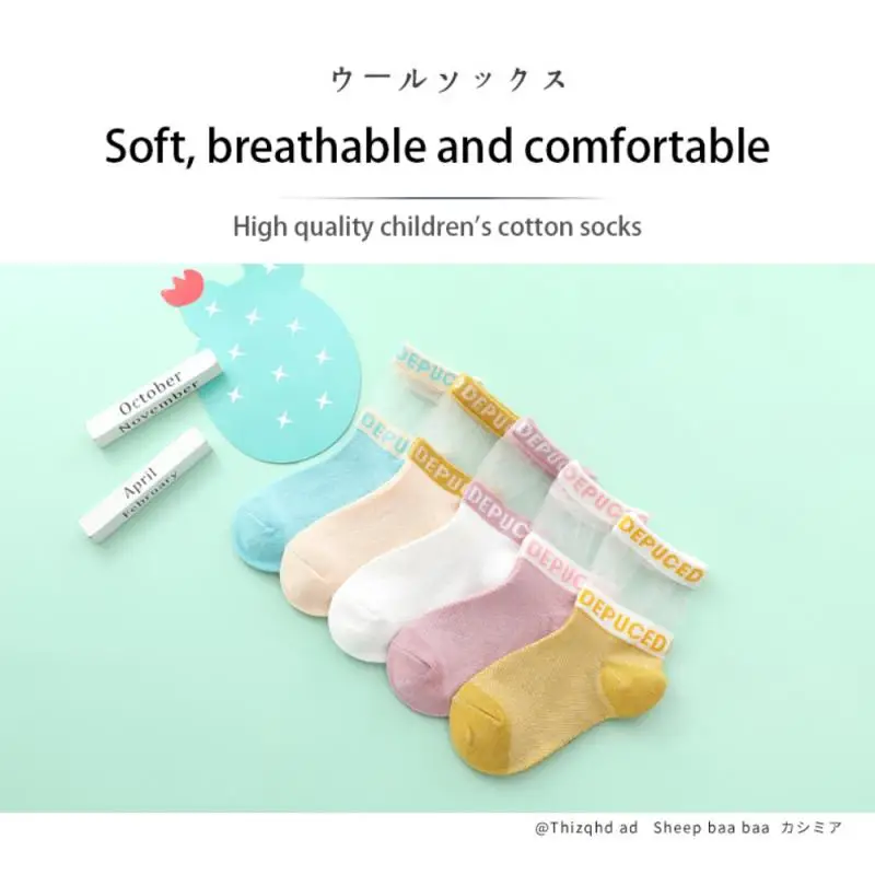 5 pares de medias de cristal en diferentes colores, para ni&ntilde;as, primavera, verano y oto&ntilde;o-0