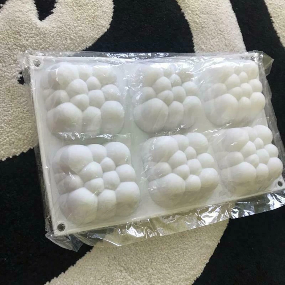 

3D Cloud Silicone Molds Cake Mold Bubble Mousse Square Baking Molds 6 Cavities New
