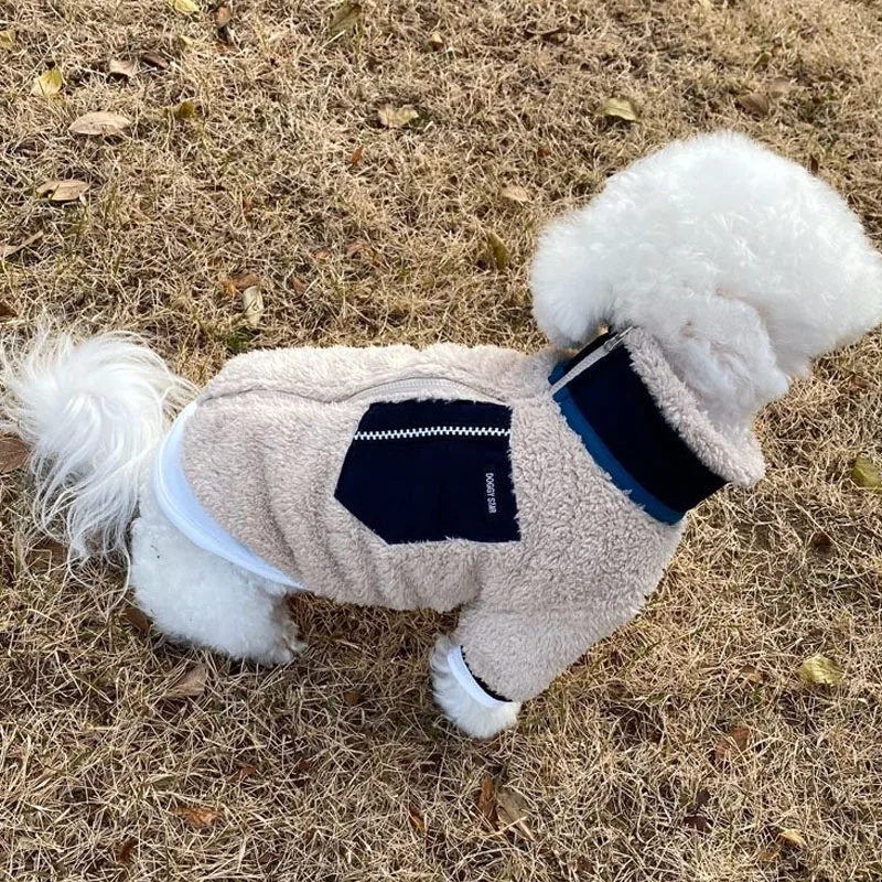 Дешевая зимняя Флисовая теплая одежда для собак на молнии темно-желтая куртка