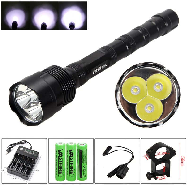 6000 люмен 3xXM L светодиодный оружейный светильник Белый тактический охотничий флэш