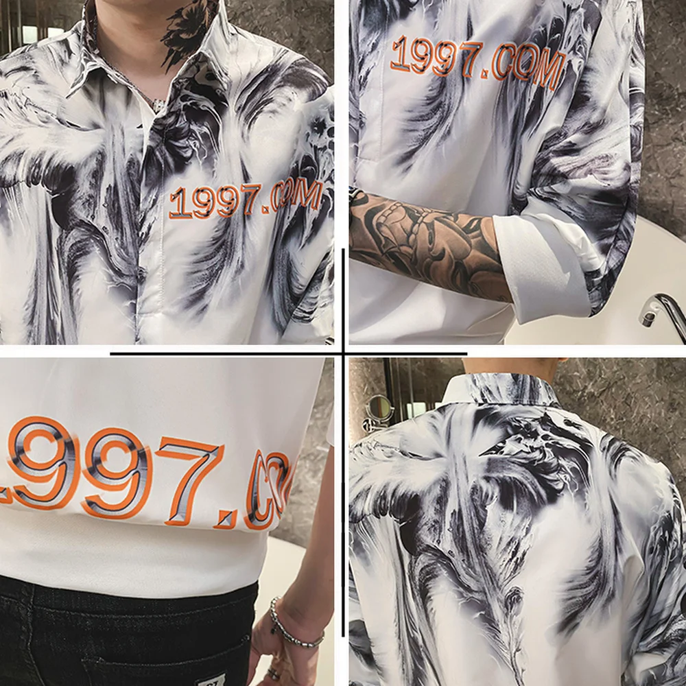 

Fashion Casual Shirts Men Short Sleeve Streetwear Shirt Summer Loose Pullover Hip Hop Harajuku Social Party Blouse Chemise Homme