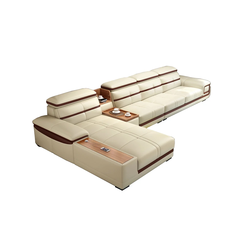 Диваны из натуральной кожи L с подстаканником для хранения|Диваны гостиной| |