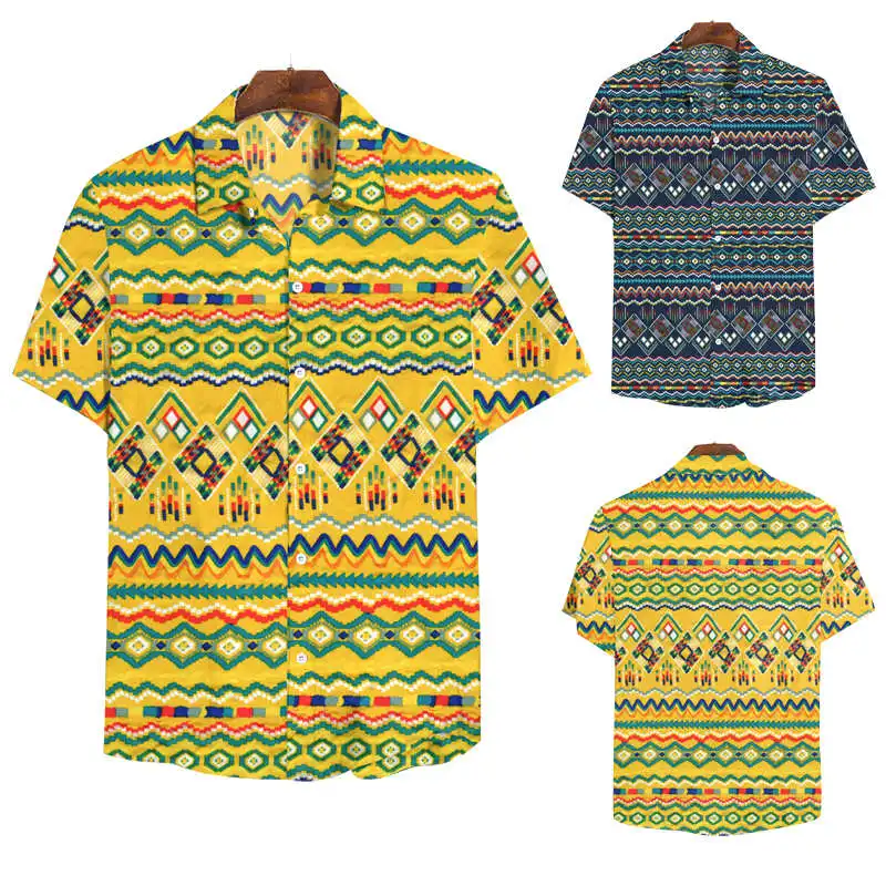 

2020 short sleeve new leisure beach digital print single breasted top