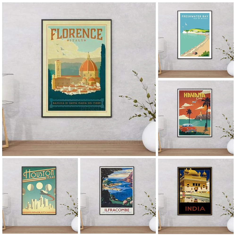 

Wall Art Florence Havana City Landscape Canvas Painting HD Print Houston Texas Travel Poster Home Decor Bedroom Modular Pictures