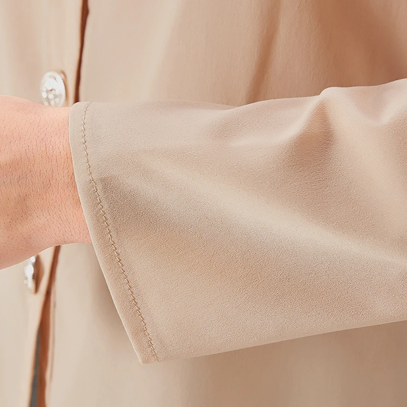 

Vintage Long Sleeve Pocket Shirt For Ladies Autumn Tops Blouse Turn Down Collar Khaki White Black Shirt Fashion Female Blusas