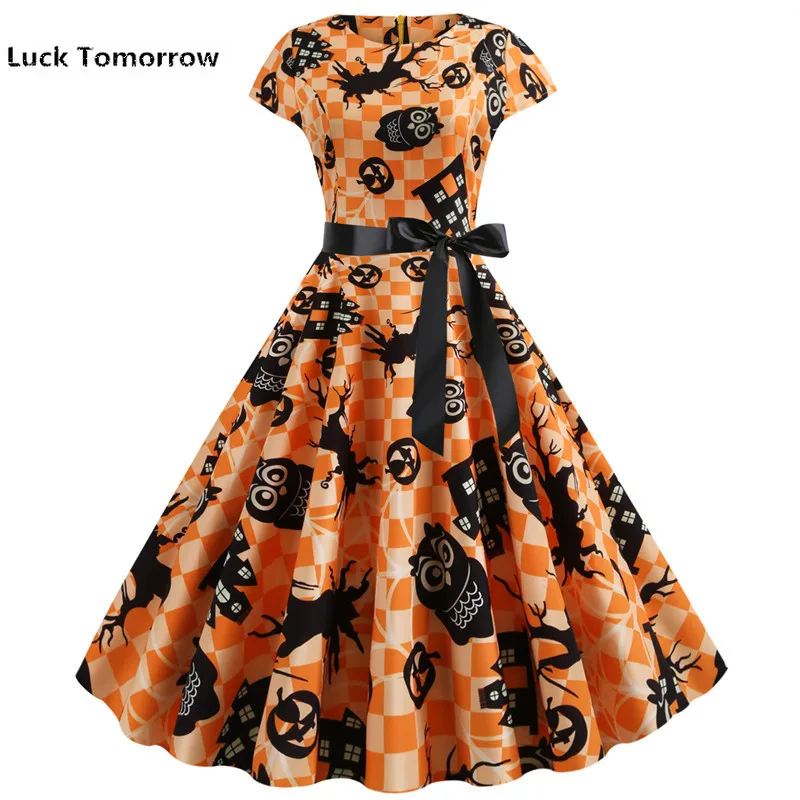 Женское винтажное платье-миди с принтом коротким рукавом и цветочным рисунком