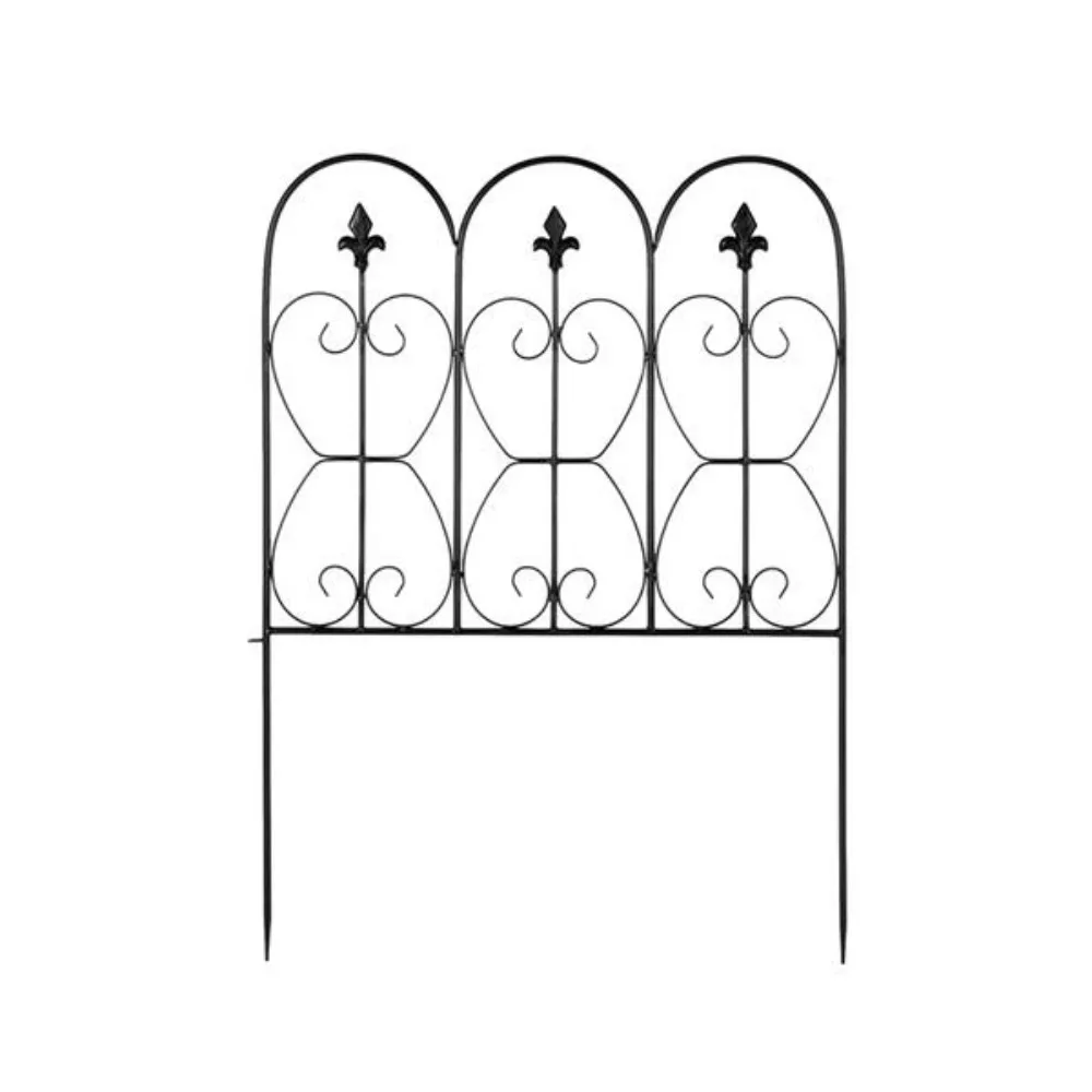 

24*33" Fashionable And Beautiful Oval Top Iron Art Garden Black Spray Fence