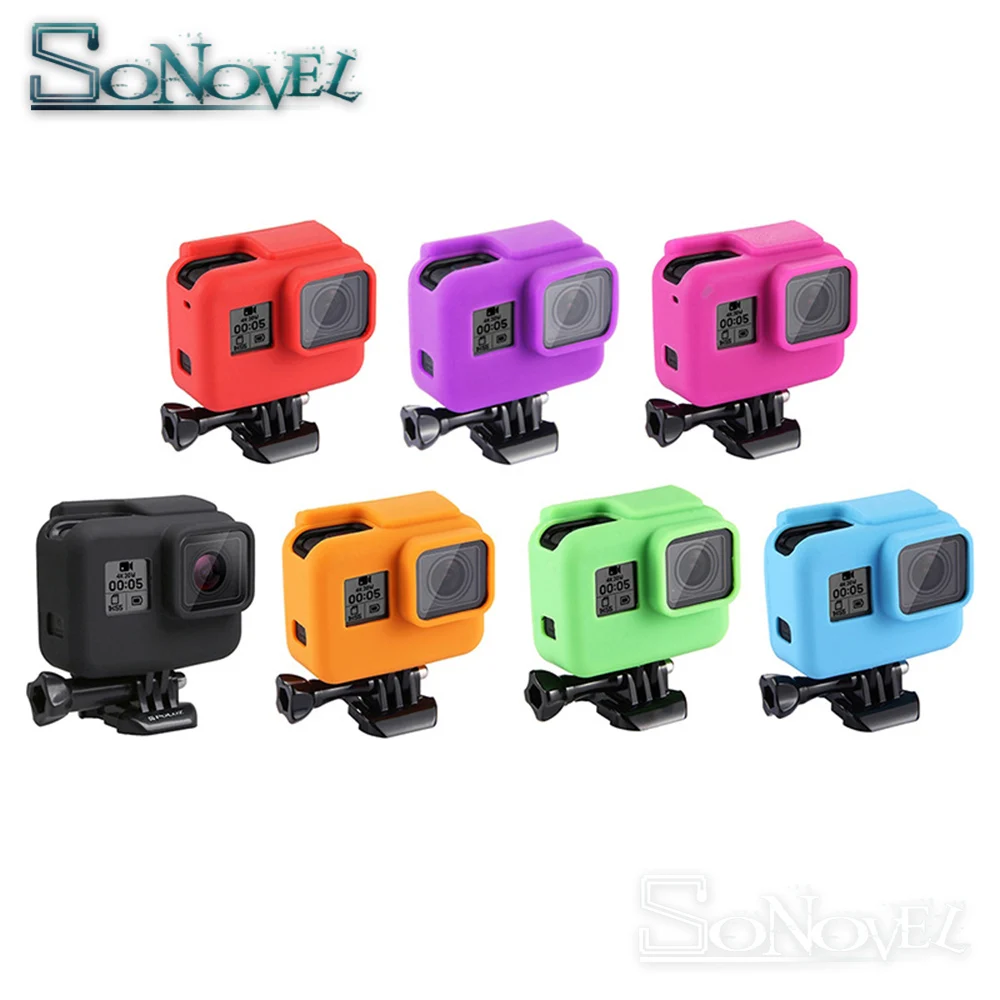 Colorful Soft Silicone Rubber Frame Protective Case Skin +Lens Cap Cover for GoPro Hero 5 6 7 Black | Электроника