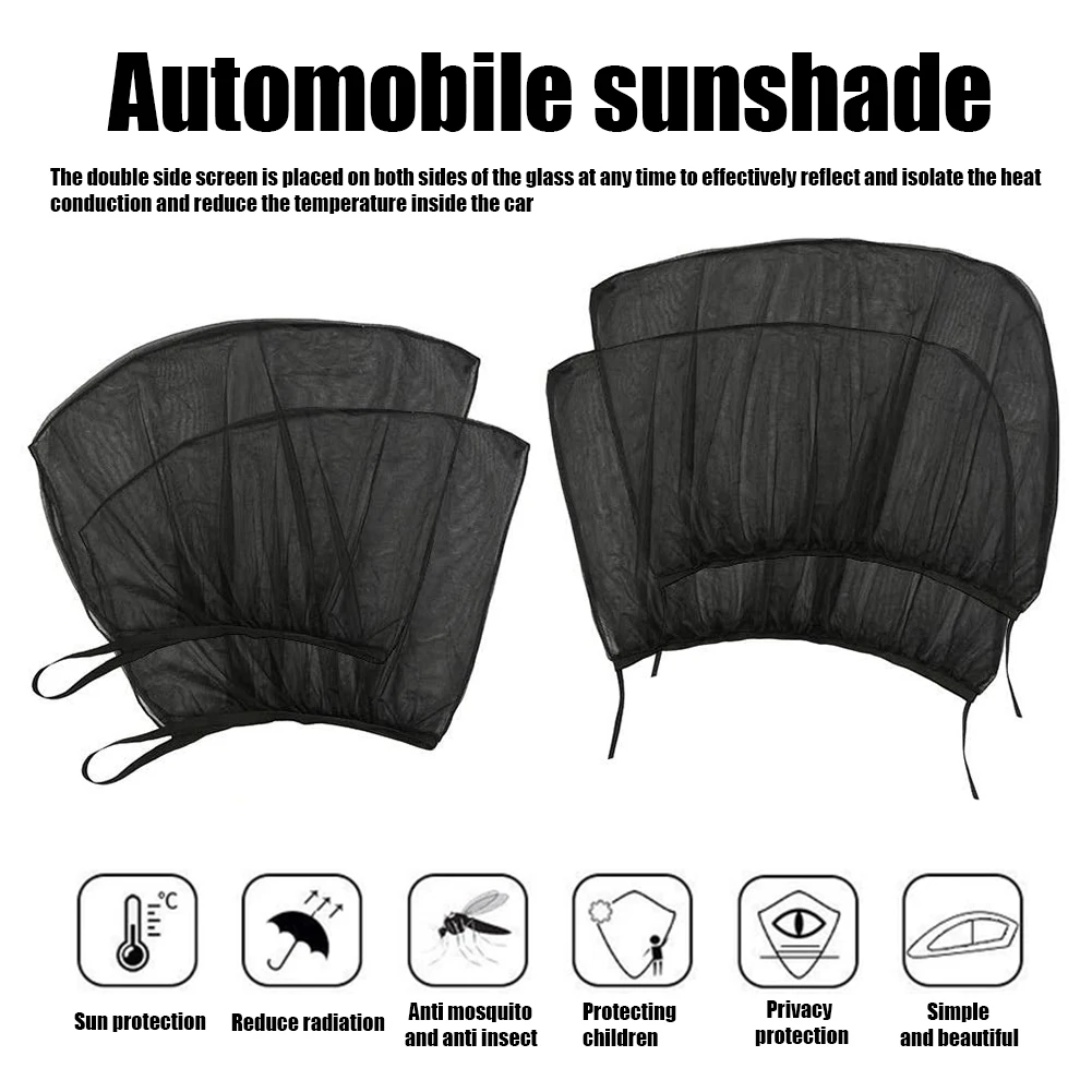 

4pcs Car Side Window Sunshade Front Rear Sun Protection Set Double-Layer Mesh Sunshade Baby SUV Protection