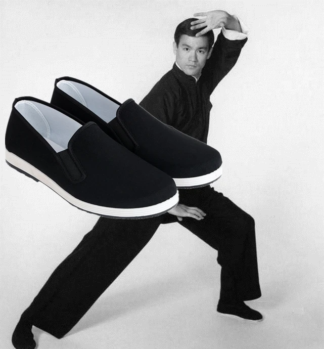 

Old Beijing Kung Fu Shoes For Men Traditional Chinese Style Canvas Shoes Tai Chi Bruce Lee Retro Black Wushu Wear 35-45