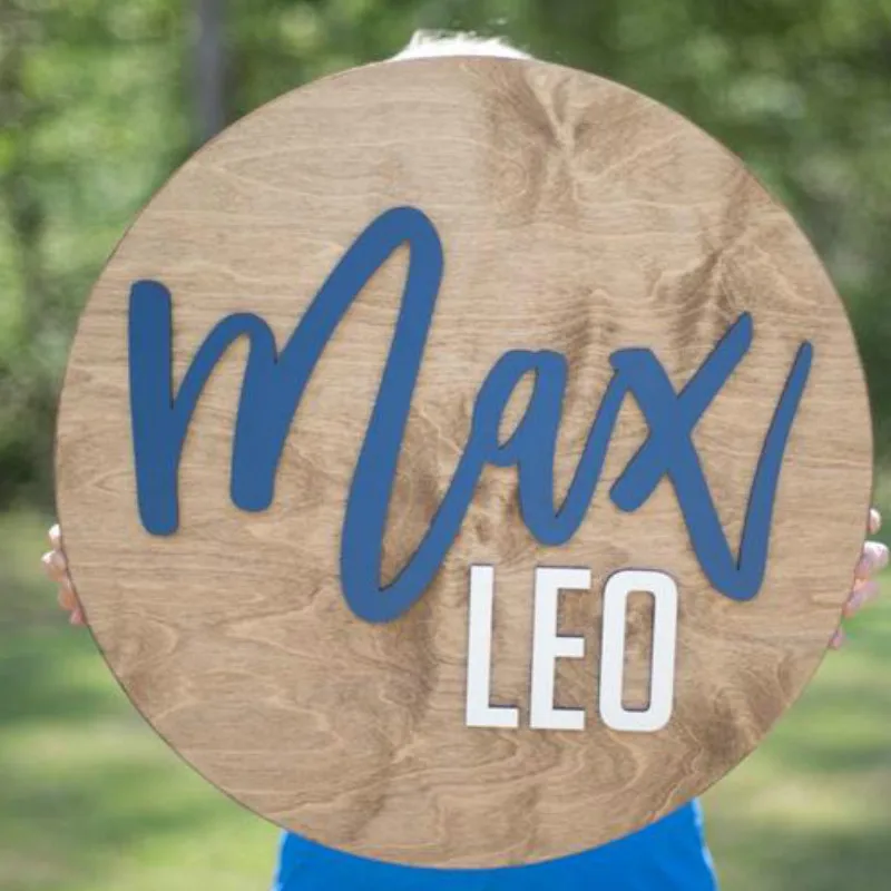 

Custom Round Name Sign,Name sign for Nursery Girl Boy above Crib Sign, Baby Shower Gift, Nursery Door Hanger,Parents' Gift