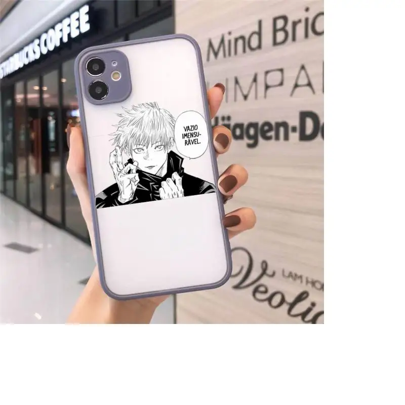 

Jujutsu Kaisen Phone Case For iPhone 12 11 Mini Pro XR XS Max 7 8 Plus X Matte transparent Gray Back Cover
