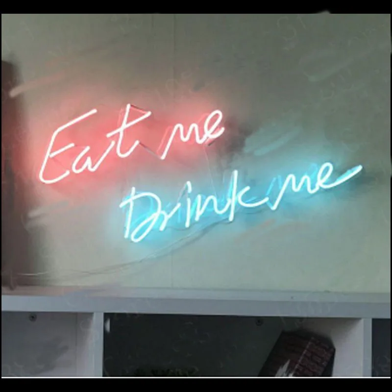 Eat Me Drink Me Gift Neon Signs Real Glass Tube Beer Bar Pub Handmade Home room Wall Home room Girl room Party Decor no Back