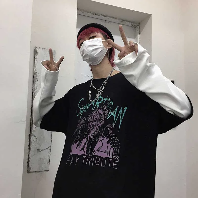 Футболка NiceMix в стиле Харадзюку для мужчин и женщин уличная одежда Свободный Топ