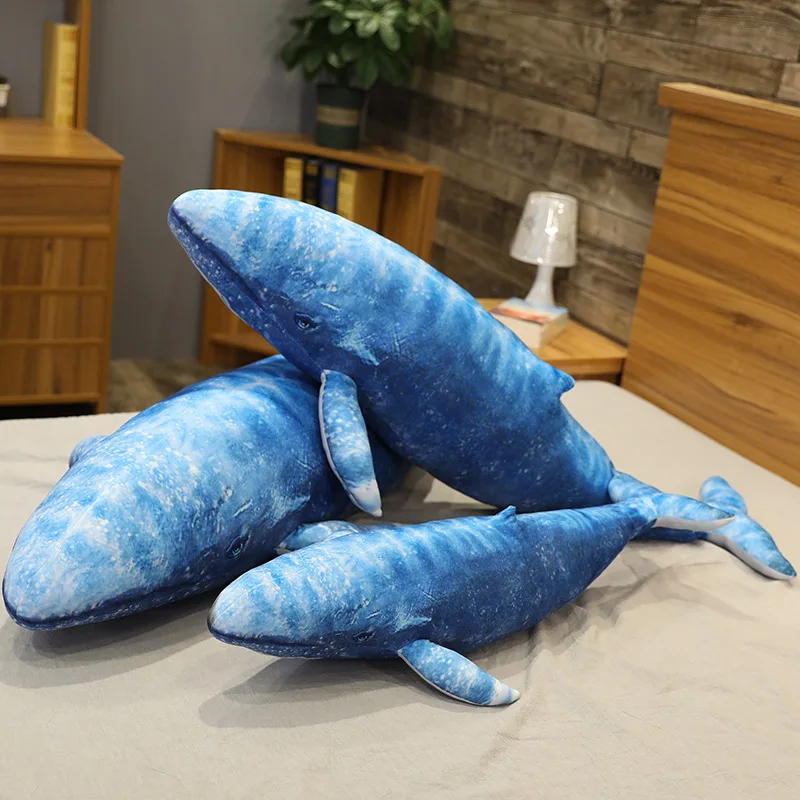 

130cm Giant Dream Whale & Shark Plush Toy Stuffed Blue Whale Doll Kawaii Pillow Soft Cartoon Animal Stuffed Pillow Kids Gift