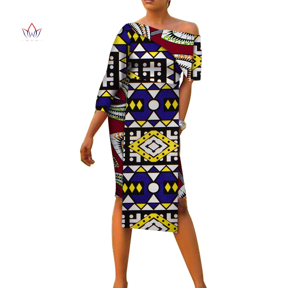 Fashion Summer African Dresses For Women Wear Bazin Riche Wax Print Party robe Asymmetry Sleeve Outfits Girls Wy4451 | Тематическая