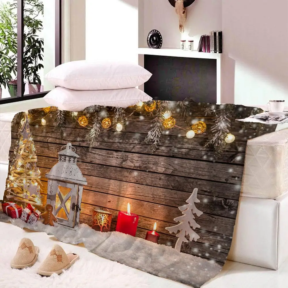 Рождественское тонкое 3D одеяло на кровать диван супермягкое покрывало