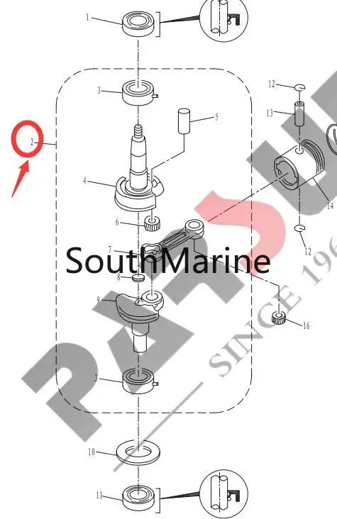 

Crankshaft T2-04020100 assy for Parsun HDX T2 T2.6 Boat Motor