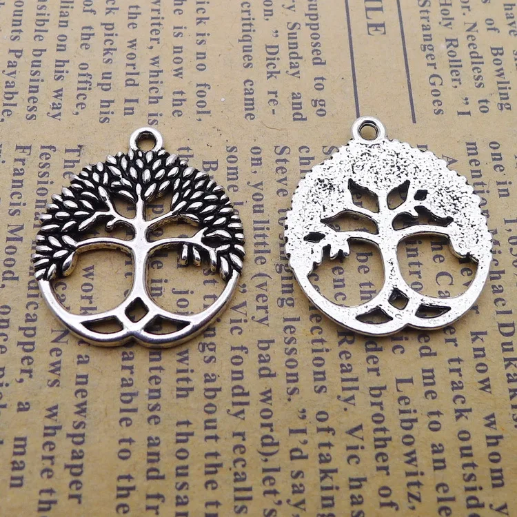 

8pcs/Lot 24x26mm New Arrival Lifetree Hollow Alloy Charms Antique Silver Color Pendants for DIY Jewelry Making Charm