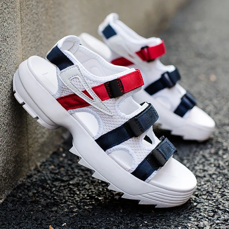 Сандалии для пар Высококачественная Летняя мужская обувь на толстой платформе