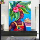 5D алмазная живопись для домашнего декора Африканской женщины, сделай сам, листья банана, африканская девушка, полноразмернаякруглая Алмазная вышивка, домашний декор