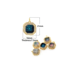 small square multicolor crystal pendant necklace menwomen shiny rhinestone hip hop jewelry sccessories direct sales
