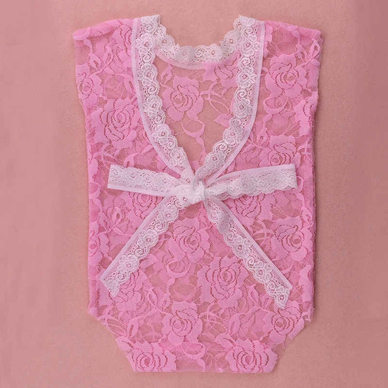 Детский кружевной комбинезон шапочка для новорожденного с открытой спиной