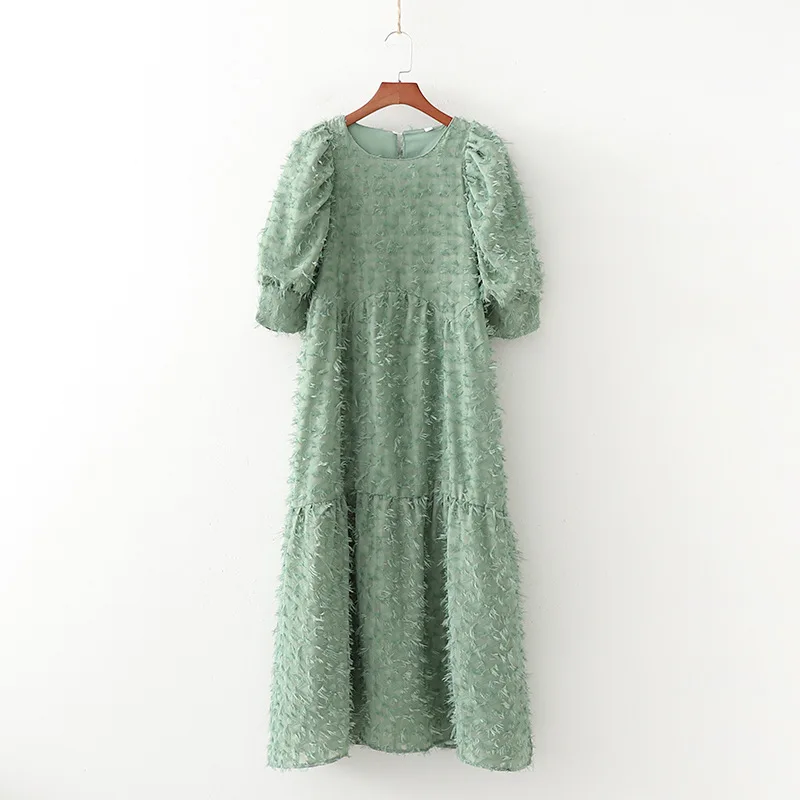 

Fashion Women Dress Summer Style Pink Yellow Vintage Dress Sweet Female Girl Short Sleeve Dress Soft Smooth Garments