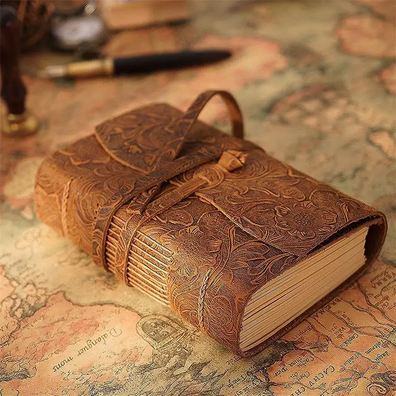 Блокнот кожаный ручной работы коричневый журнал толстый Дневник для путешествий