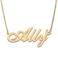 love heart ally name necklace for women stainless steel gold silver nameplate pendant femme mother child girls gift