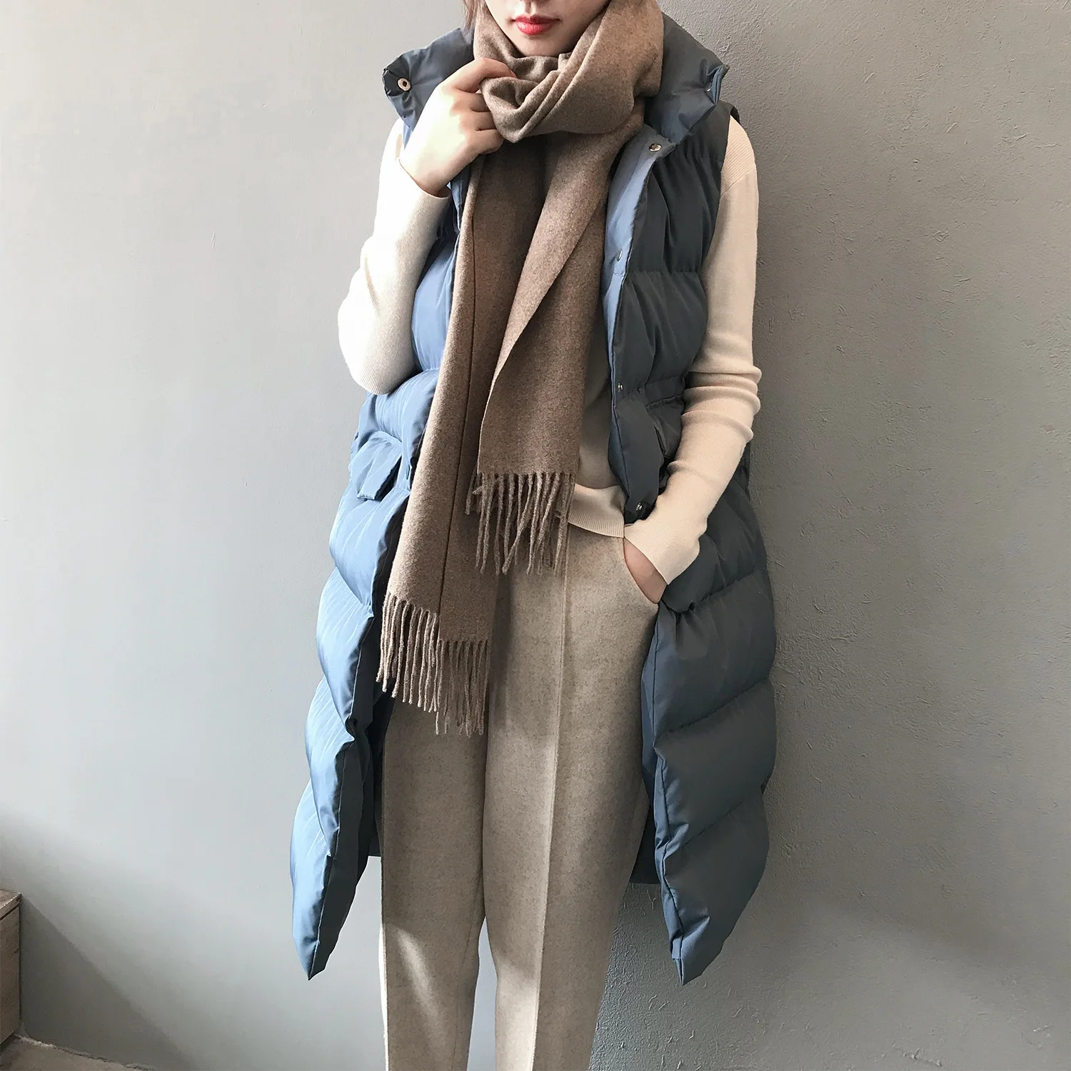 

Autumn Winter Cotton Vest Women Ladies Casual Waistcoat Female Sleeveless Long Vest Jacket Slim Fit Warm Puffer Coat