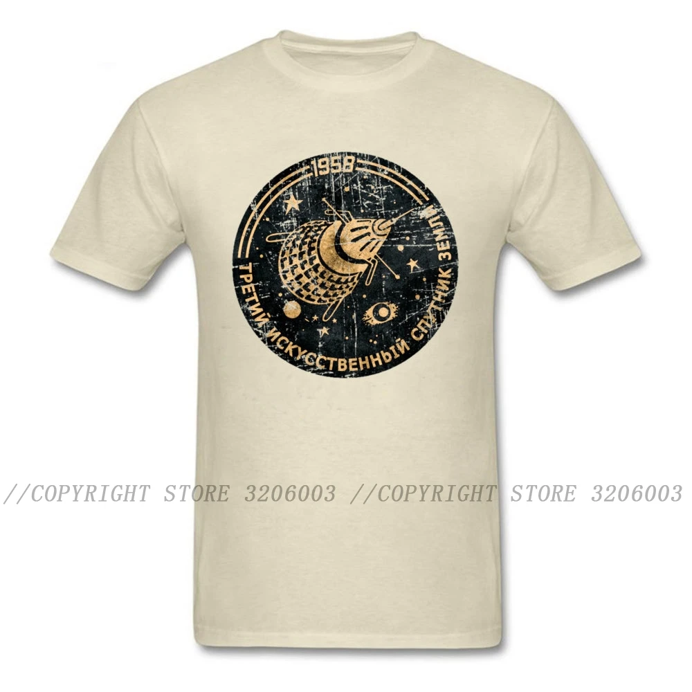 

Retro Beige T-shirt Men Tees Shirts CCCP Tshirt Russia Program Sputnik 1 T Shirt USSR Punk Style Tops Oversized Adult Clothing