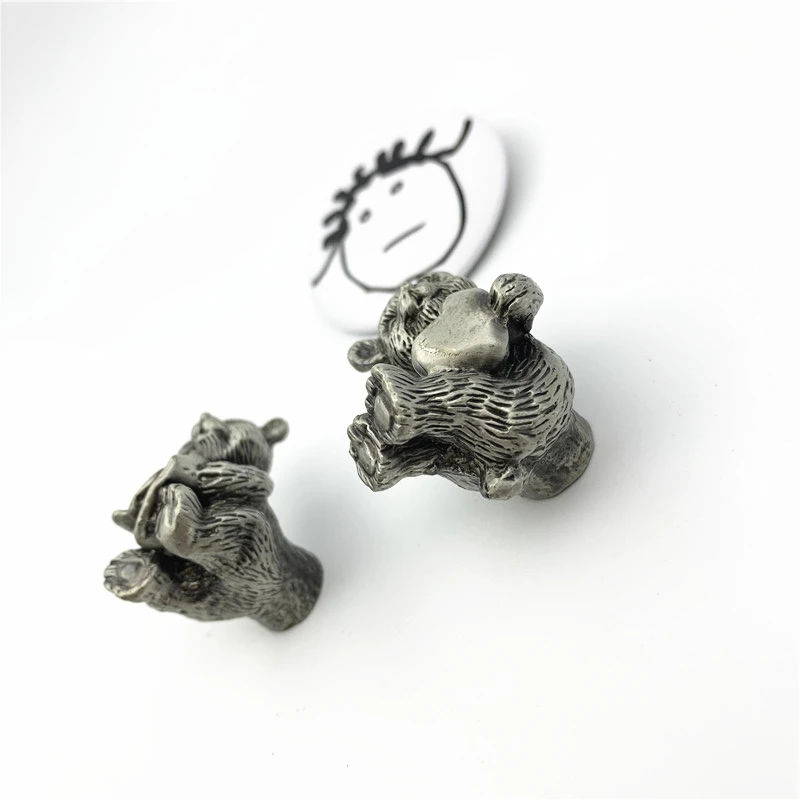 Ручка плюшевого мишки LCH в скандинавском стиле креативная Матовая серебристая