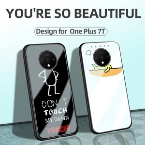 Imported Funny spoof case for one plus 7t mobile phone glass cover case for oneplus 7t support custom made DI