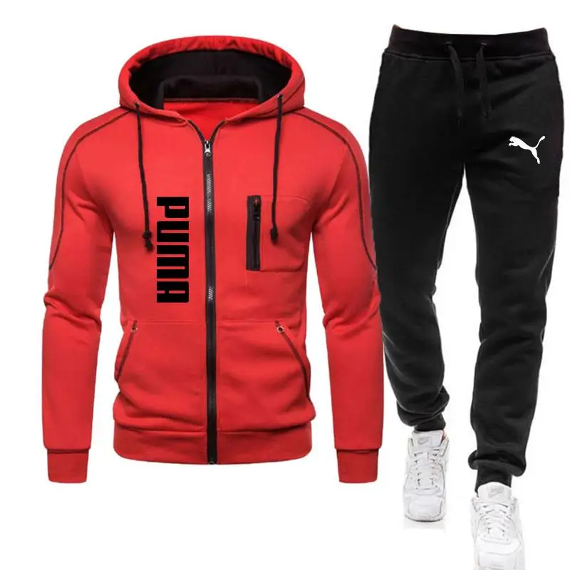 

AliExpress Amazon new men's sports autumn and winter long-sleeved sweater and trousers European and American casual cardigan hoo